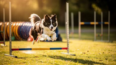 Aktivní pes během pohybu a procházky v přírodě