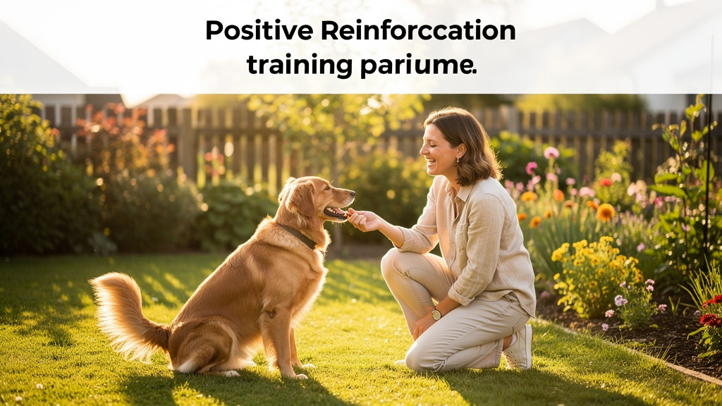 Pozitivní výcvik psa - majitel odměňuje psa pamlskem