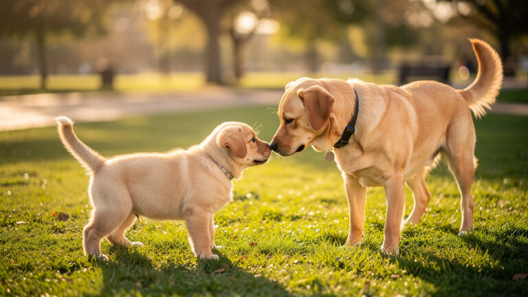 Štěně při socializaci s jinými psy a lidmi